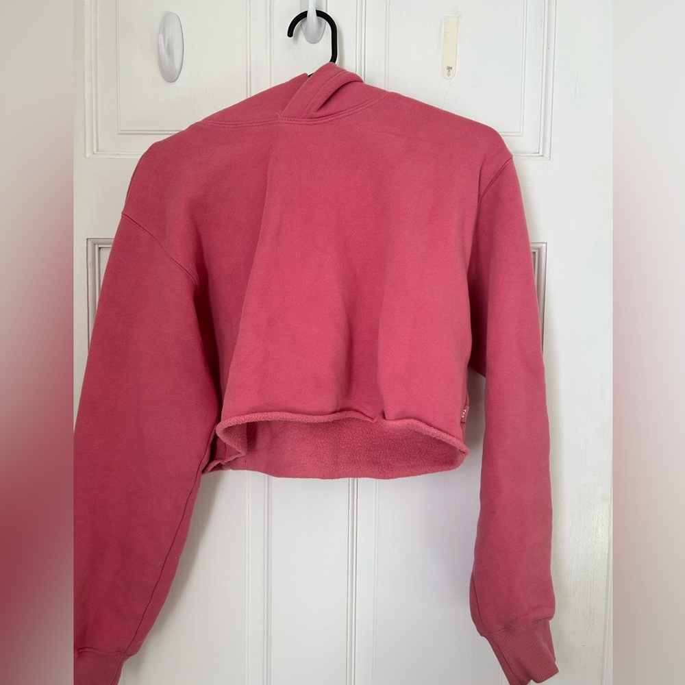 Aritzia TNA deep pink cropped hoodie